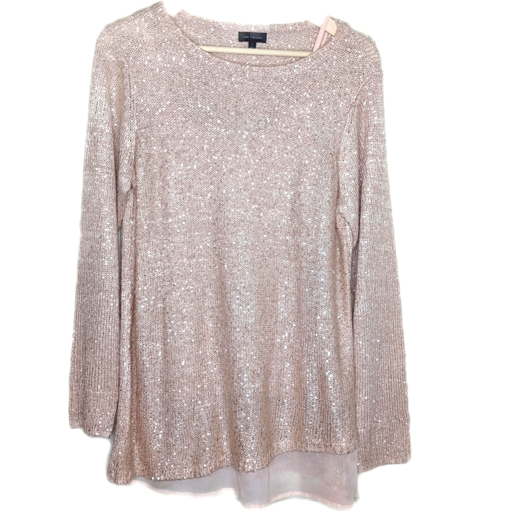 Sparkly pink sweater women's size large with cami